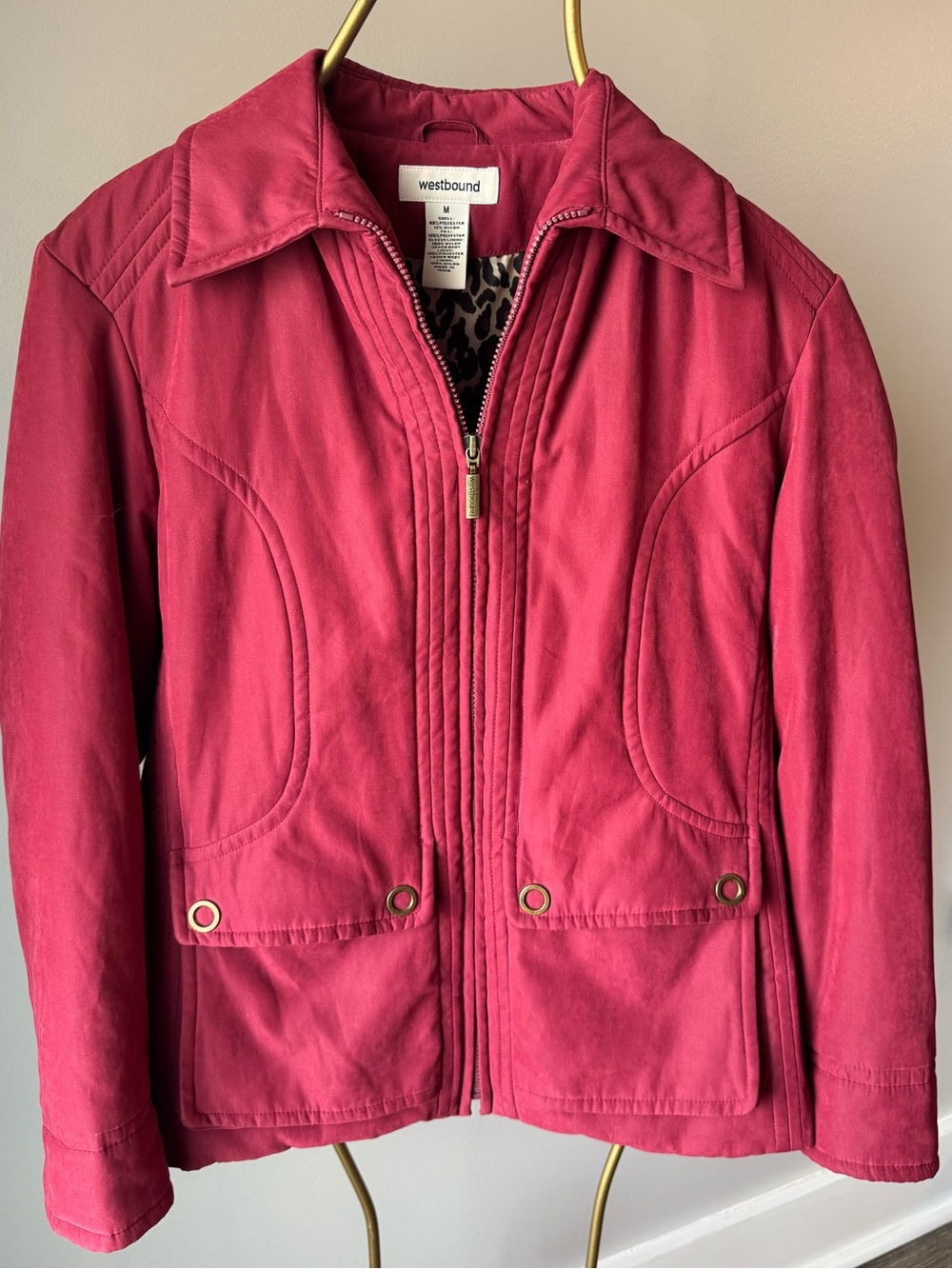 Westbound Burgundy Bomber Jacket + Cheetah Lining